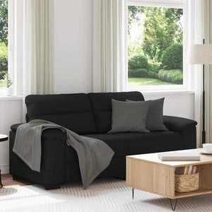 vidaXL Canapea cu 2 locuri negru 140 cm stofa imagine