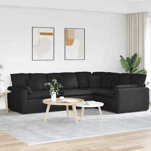 vidaXL Canapea modulară cu perne, negru, textil imagine