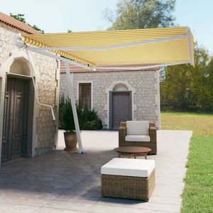 vidaXL Copertină autonomă retractabilă automat galben&alb 500x350 cm imagine