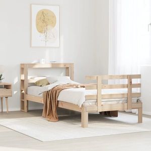 vidaXL Cadru de pat cu tăblie, 90x200 cm, lemn masiv de pin imagine