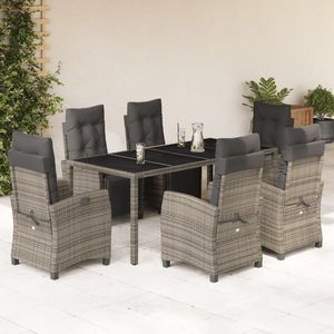 vidaXL Set mobilier de grădină cu perne, 7 piese, gri, poliratan imagine