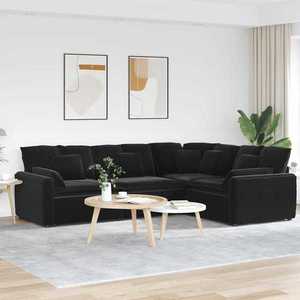 vidaXL Canapea modulară cu perne, negru, catifea imagine