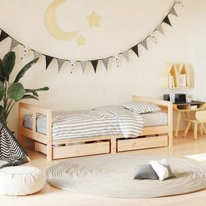 vidaXL Cadru de pat copii cu sertare, 80x160 cm, lemn masiv pin imagine