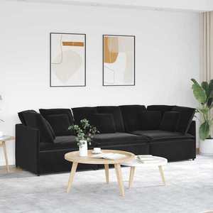 vidaXL Canapea modulară cu perne, negru, catifea imagine