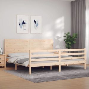 vidaXL Cadru pat cu tăblie 200x200 cm, lemn masiv de pin imagine