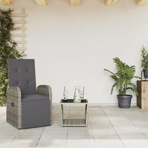 vidaXL Set mobilier de grădină cu perne, 2 piese, gri, poliratan imagine