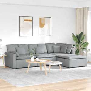 vidaXL Canapea modulară cu taburet și perne, textil, gri deschis imagine