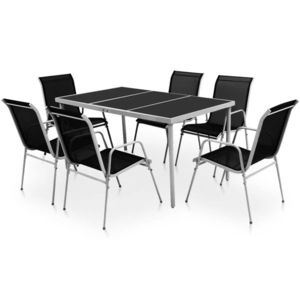 Set mobilier de exterior, 7 piese, negru imagine
