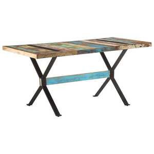 vidaXL Masă de bucătărie, 160x80x76 cm, lemn masiv reciclat imagine