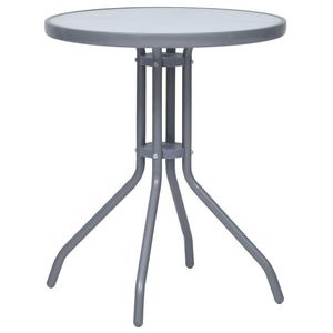 vidaXL Masă de grădină, gri deschis, 60 cm, oțel și sticlă imagine