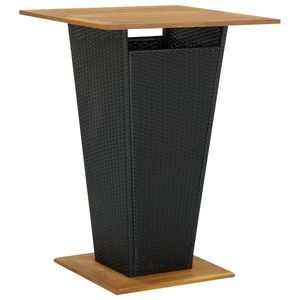 vidaXL Masă de bar, negru, 80x80x110 cm, poliratan/lemn masiv acacia imagine