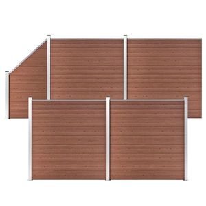 vidaXL Set panouri gard, 4 pătrate + 1 oblic, maro, 792x186 cm, WPC imagine