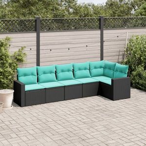 vidaXL Set canapele de grădină cu perne, 6 piese, negru, poliratan imagine