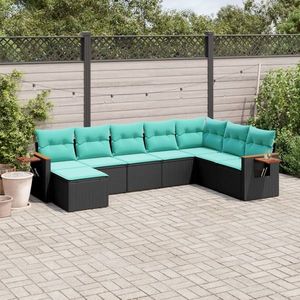vidaXL Set mobilier de grădină cu perne, 8 piese, negru, poliratan imagine