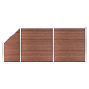 vidaXL Set panouri gard, 2 pătrate + 1 oblic, maro, 446x186 cm, WPC imagine