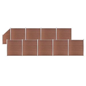 vidaXL Set panouri gard, 9 pătrate + 1 oblic, maro, 1657x186 cm, WPC imagine