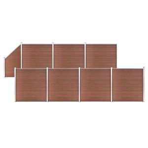 vidaXL Set panouri gard, 7 pătrate + 1 oblic, maro, 1311x186 cm, WPC imagine