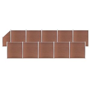 vidaXL Set panouri gard, 10 pătrate + 1 oblic, maro, 1830x186 cm, WPC imagine