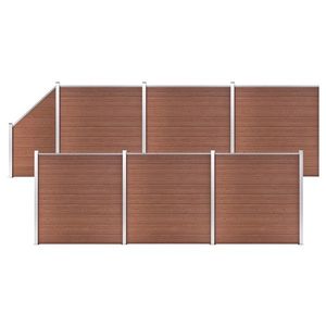 vidaXL Set panouri gard, 6 pătrate + 1 oblic, maro, 1138x186 cm, WPC imagine
