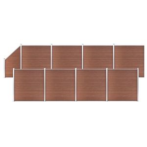 vidaXL Set panouri gard, 8 pătrate + 1 oblic, maro, 1484x186 cm, WPC imagine