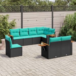 vidaXL Set mobilier de grădină cu perne, 8 piese, negru, poliratan imagine