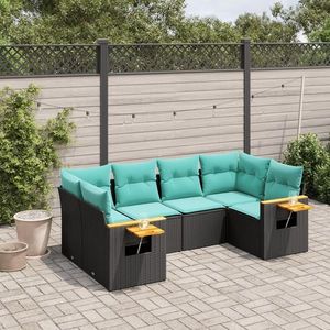 vidaXL Set canapele de grădină cu perne, 6 piese, negru, poliratan imagine