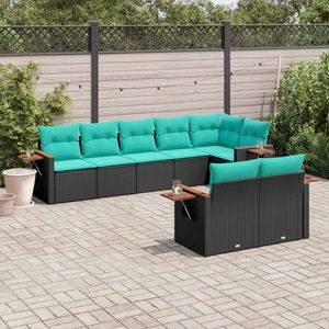 vidaXL Set mobilier de grădină cu perne, 8 piese, negru, poliratan imagine