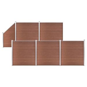 vidaXL Set panouri gard, 5 pătrate + 1 oblic, maro, 965 x 186 cm, WPC imagine