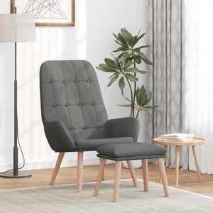 vidaXL Scaun de relaxare cu taburet, gri deschis, textil imagine