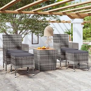 vidaXL Set mobilier grădină, 5 piese, gri, poliratan și lemn acacia imagine