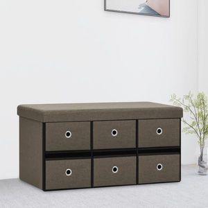 vidaXL Bancă depozitare pliabilă, maro, 76x38x38 cm, imitație pânză imagine