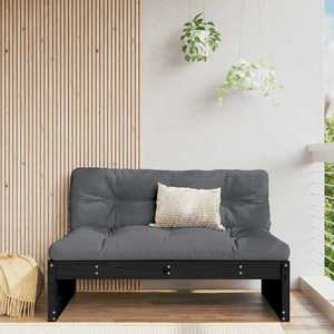 vidaXL Canapea de mijloc, 120x80 cm, negru, lemn masiv de pin imagine