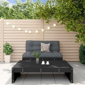 vidaXL Set mobilier de grădină cu perne, 2 piese, negru, lemn masiv imagine
