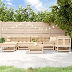 vidaXL Set mobilier de grădină cu perne, 8 piese, lemn masiv imagine