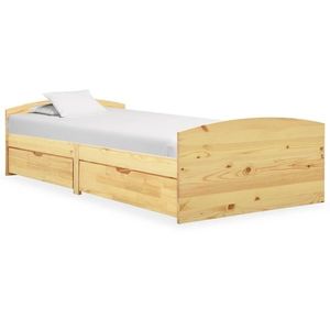 vidaXL Cadru de pat cu 2 sertare, 90 x 200 cm, lemn masiv de pin imagine