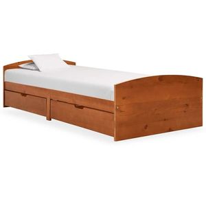 vidaXL Cadru de pat cu 2 sertare, maro miere, 90x200 cm lemn masiv pin imagine