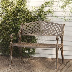 vidaXL Bancă de grădină, bronz, 102 cm, aluminiu turnat imagine
