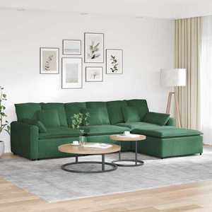 vidaXL Canapea modulară cu taburet și perne, verde închis imagine