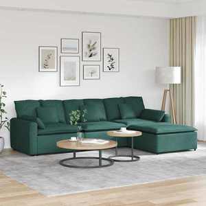 vidaXL Canapea modulară cu taburet și perne, verde închis imagine