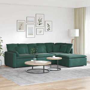 vidaXL Canapea modulară cu taburet și perne, catifea, verde închis imagine