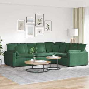 vidaXL Canapea modulară cu perne, verde închis, țesătură velur imagine