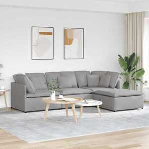 vidaXL Canapea modulară cu taburet și perne, material textil, gri nor imagine