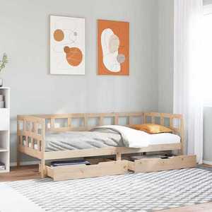 vidaXL Pat de zi cu sertare, 90x190 cm, lemn masiv de pin imagine