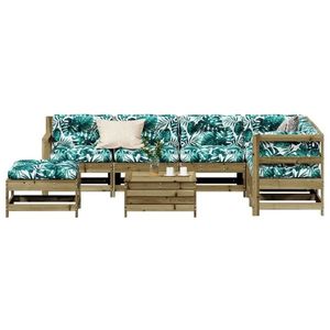 vidaXL Set mobilier de grădină cu perne, 8 piese, lemn de pin tratat imagine