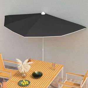 vidaXL Umbrelă de grădină cu stâlp, negru, 180x90 cm, semirotundă imagine