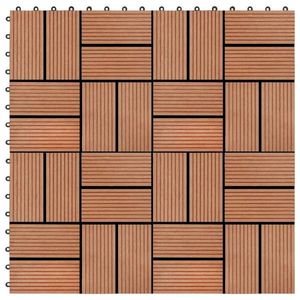 vidaXL Plăci de pardoseală, 22 buc., culoare tec, 30x30 cm, WPC, 2 mp imagine