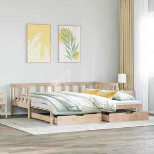 vidaXL Pat de zi cu extensie și sertare fără saltea, 80x200 cm imagine