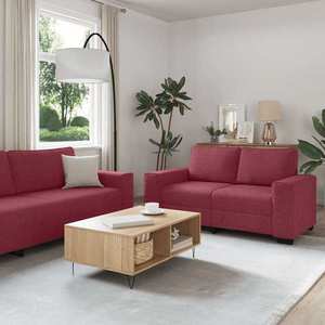 vidaXL Set canapea cu perne, 2 piese, roșu vin, material textil imagine