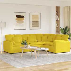 vidaXL Canapea modulară cu perne, galben deschis, textil imagine