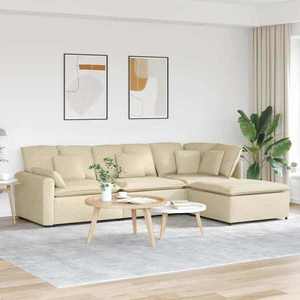 vidaXL Canapea modulară cu taburet și perne, material textil, crem imagine